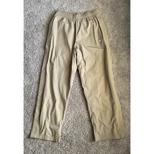 Nike Men's Beige Track Pants M Polyester Elastic Waist Pockets Athleisure